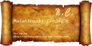 Malatinszki Cirjék névjegykártya